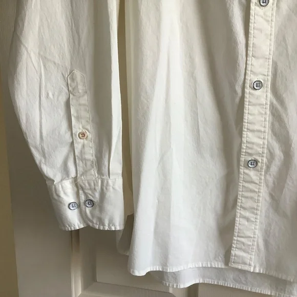 Rag & Bone Landen Poplin Band Collar Long Sleeve Button Down Shirt Ivory SZ M - Picture 5 of 16